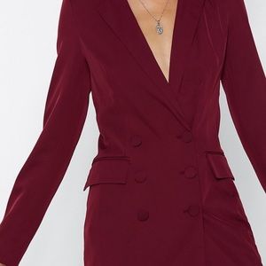 Nasty gal burgundy 6 button blazer dress